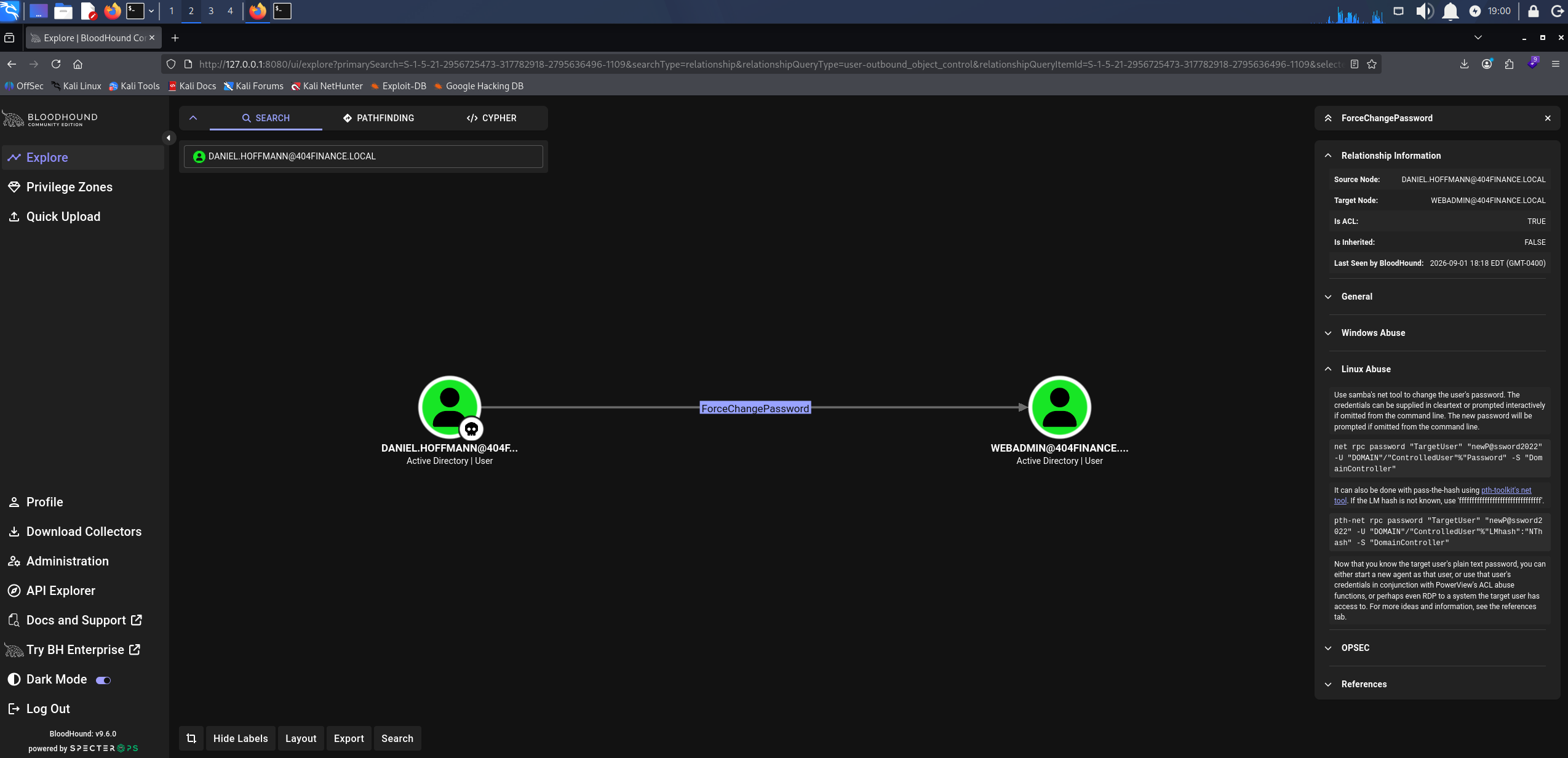 BloodHound ForceChangePassword from daniel.hoffmann