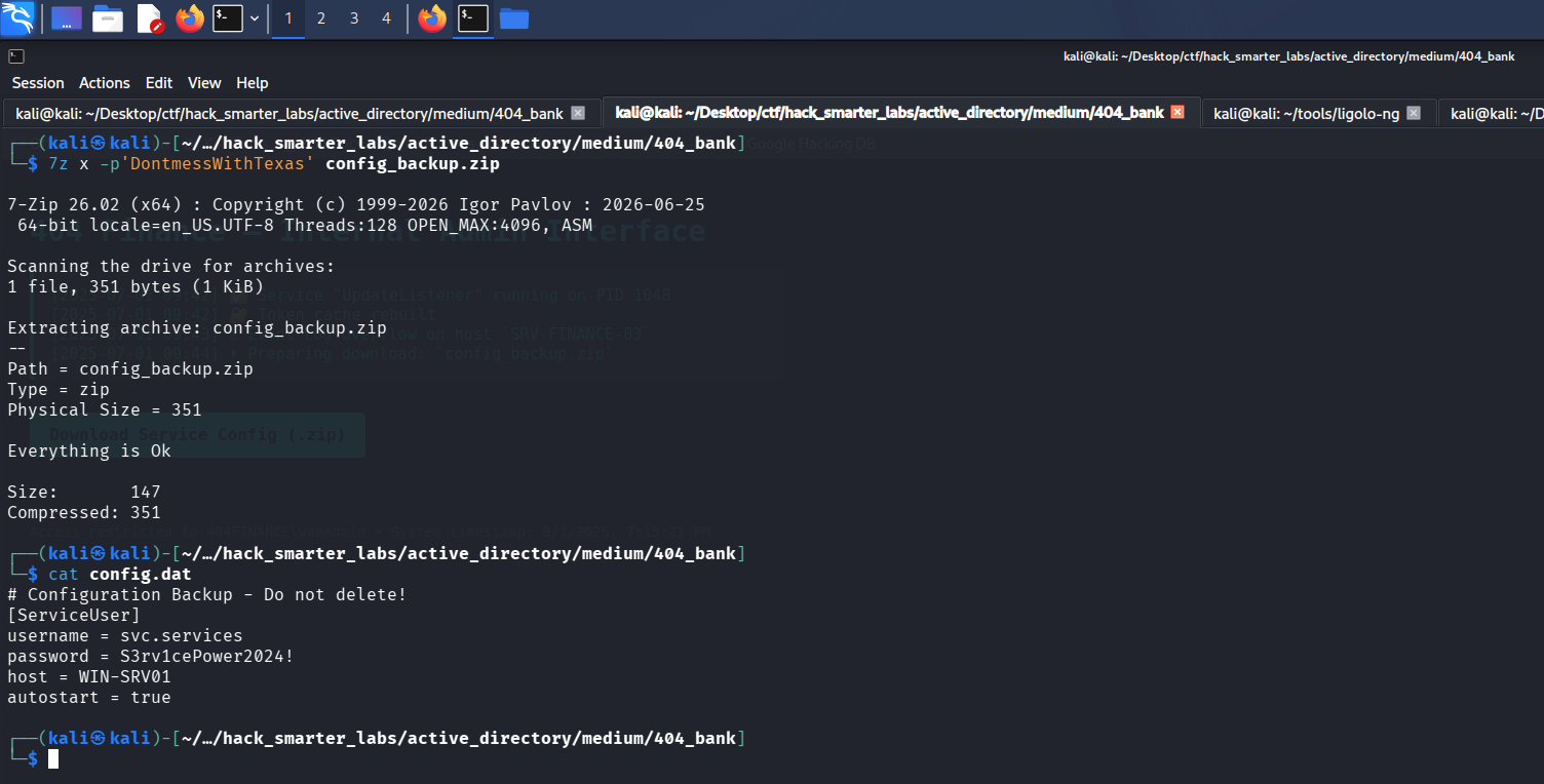 config.dat service account credentials
