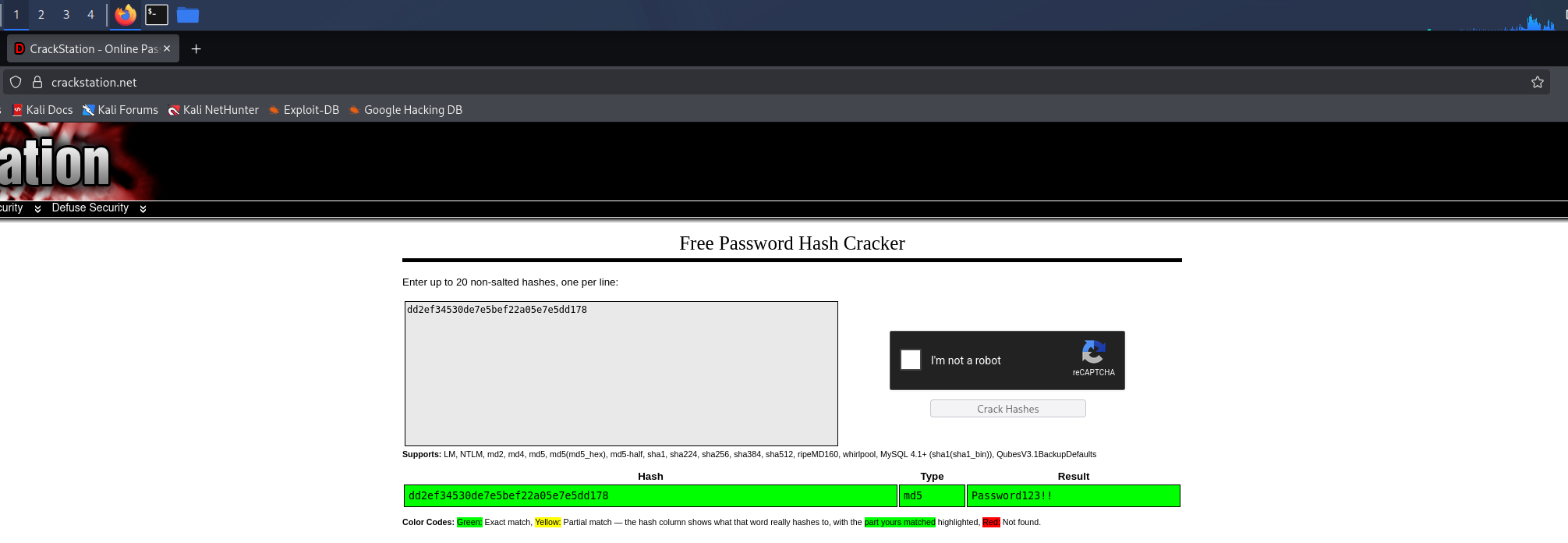 CrackStation cracking the MD5 hash