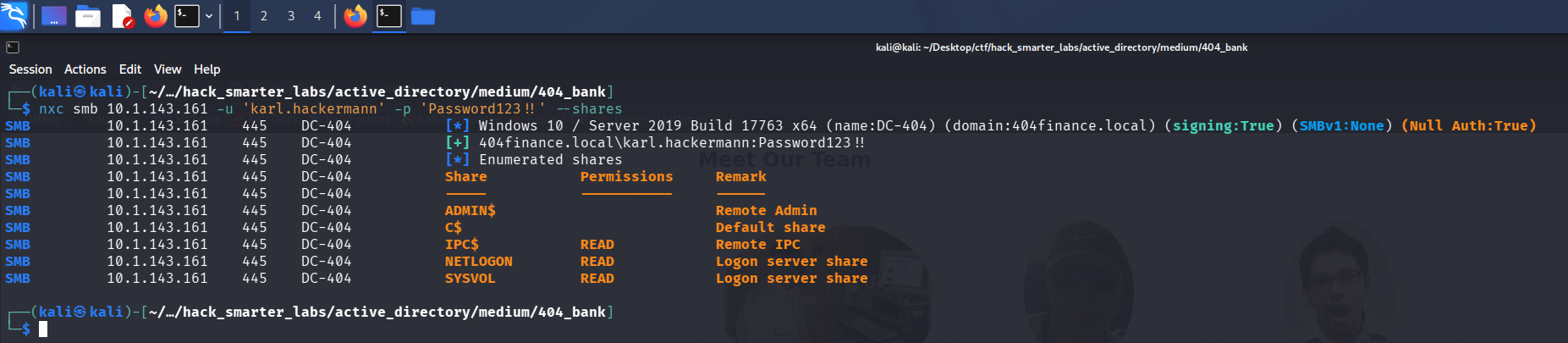 NetExec validating karl.hackermann