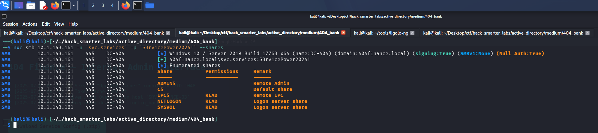 NetExec validating svc.services