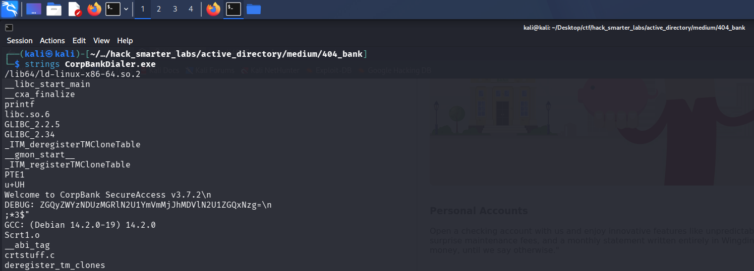 strings output on CorpBankDialer.exe