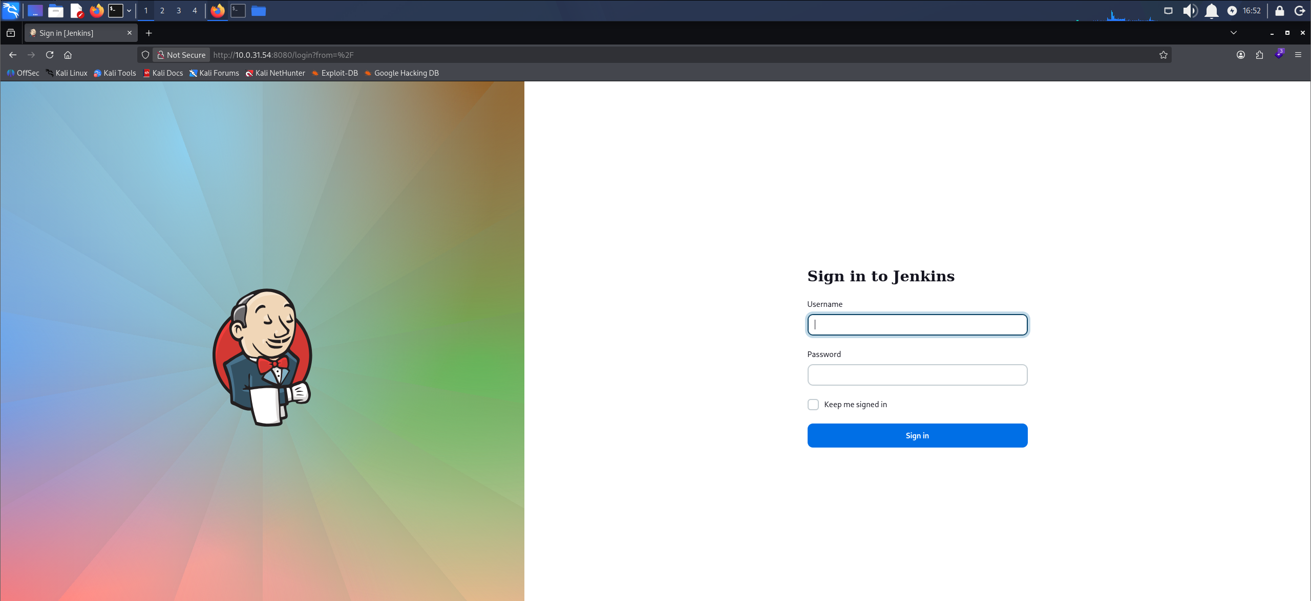 Jenkins login panel