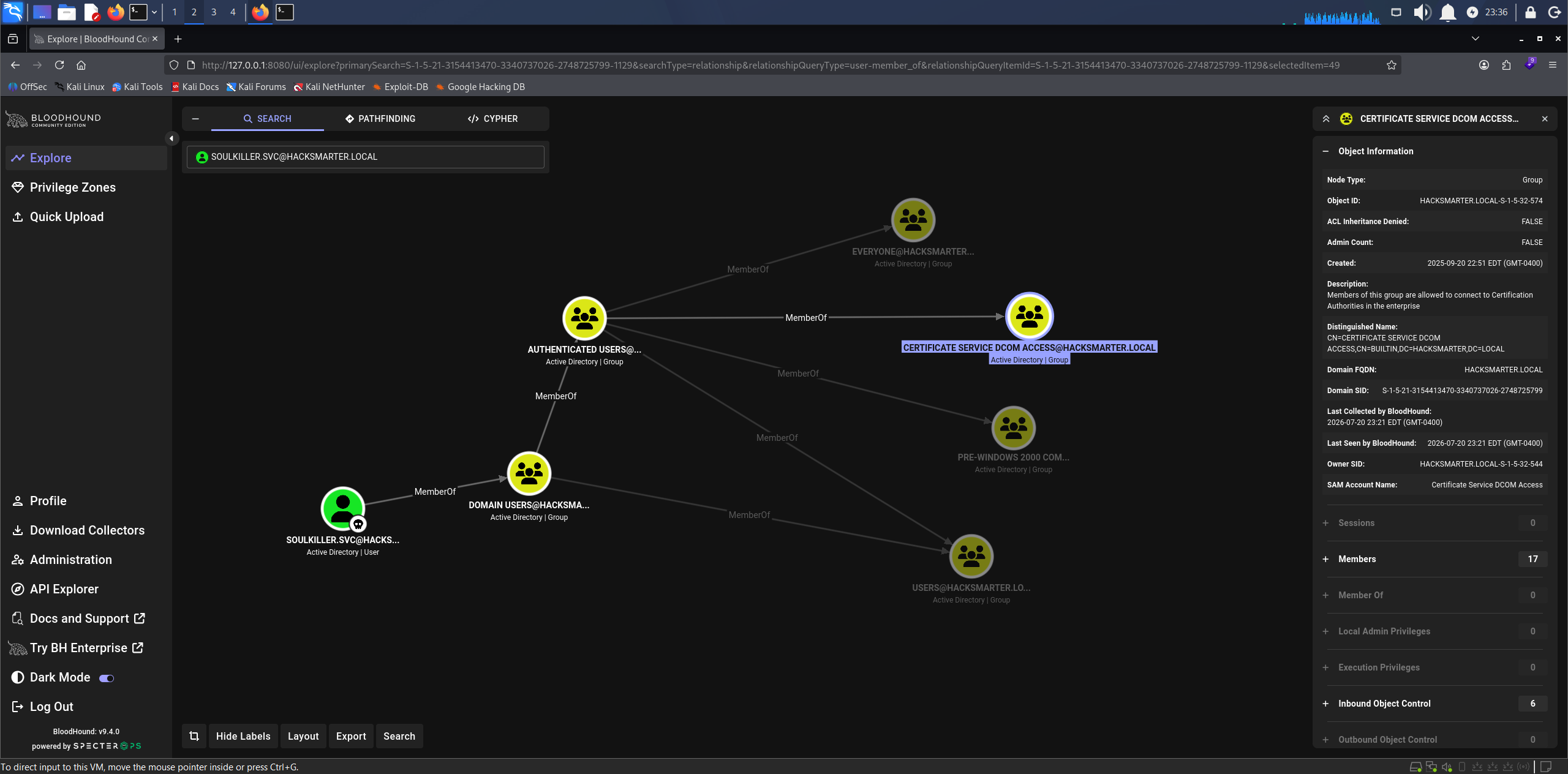 BloodHound Certificate Service DCOM Access