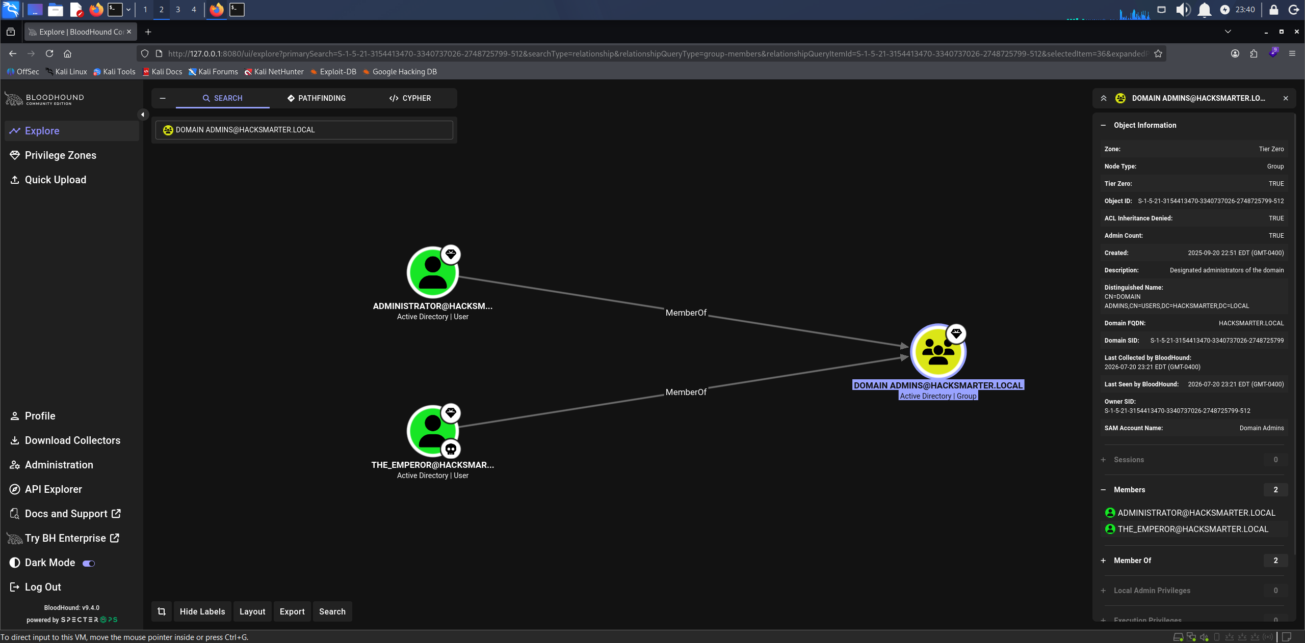 BloodHound Domain Admins members