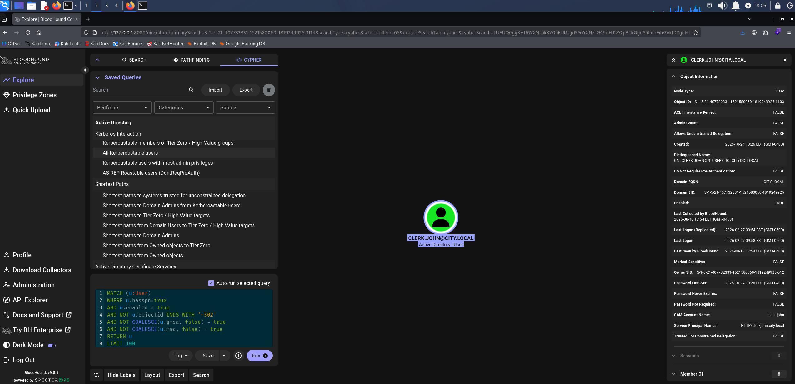 Kerberoastable users in BloodHound