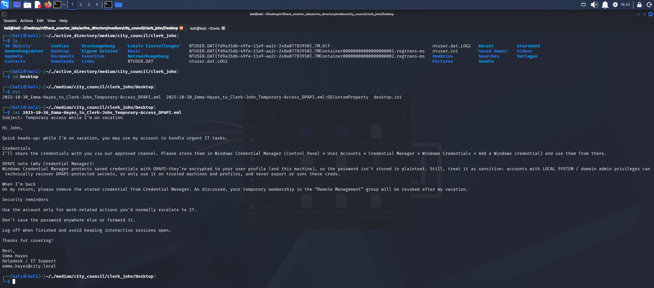 DPAPI credential sharing email
