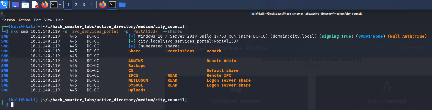 NetExec validating svc_services_portal