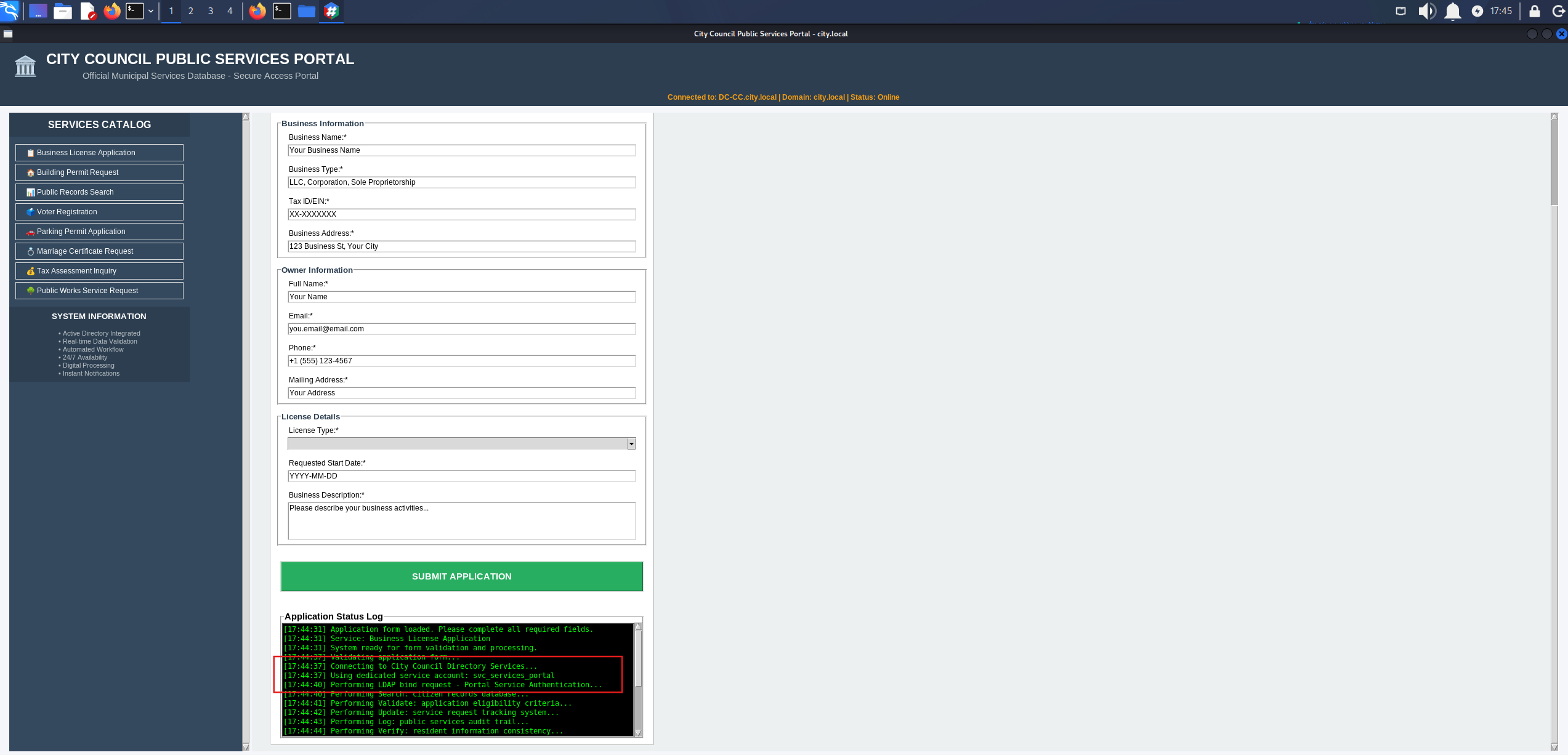 Business license form