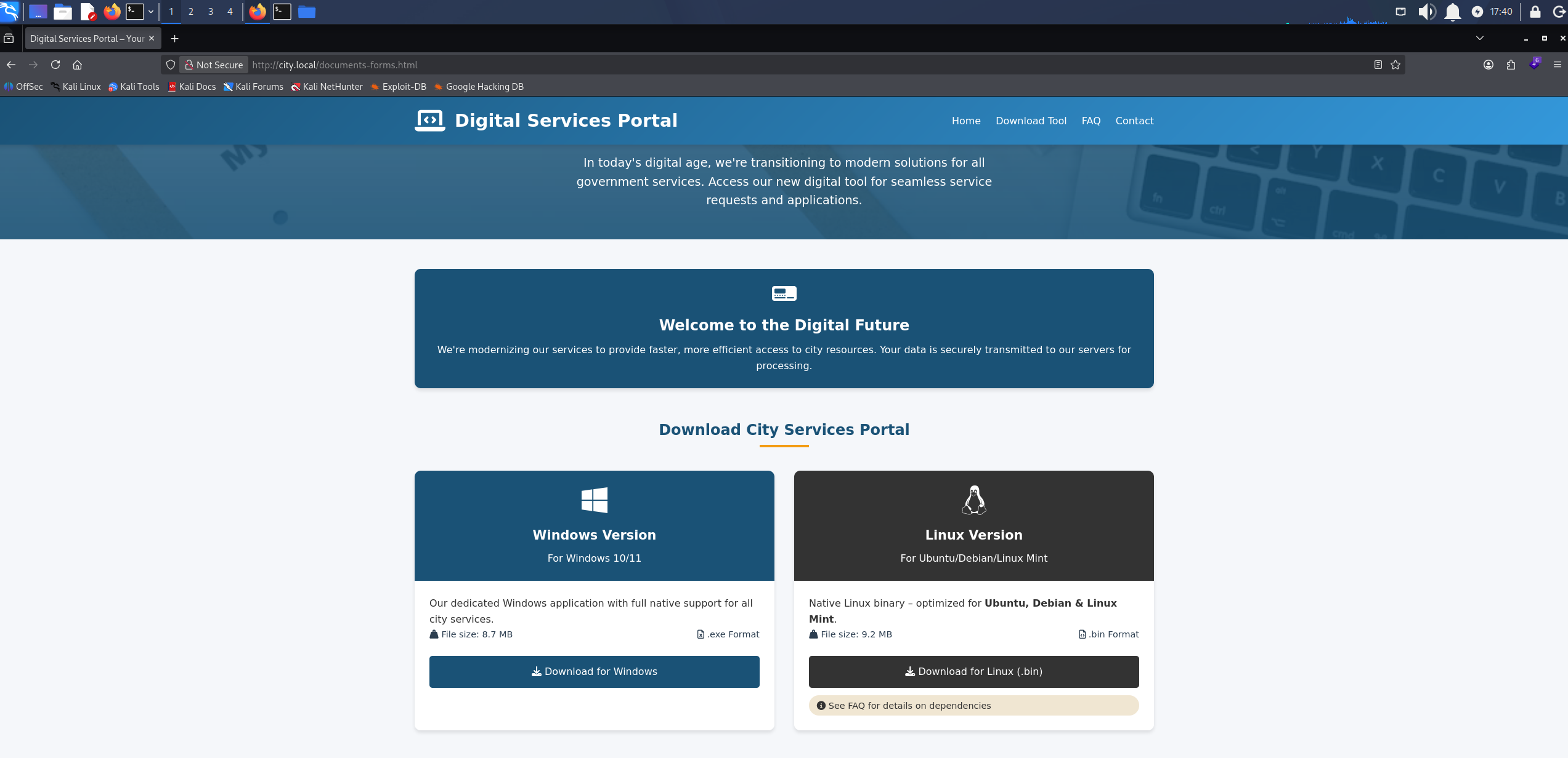 Portal download page