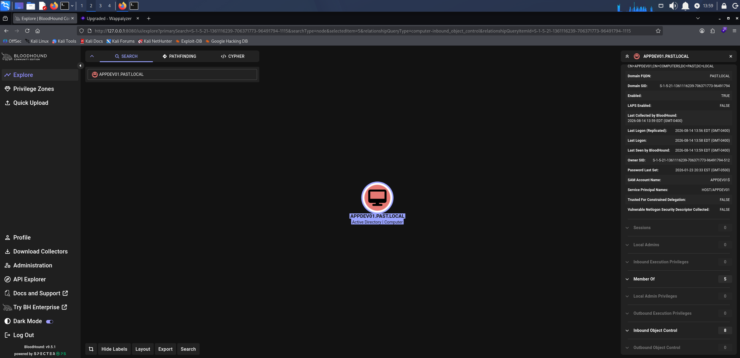 BloodHound APPDEV01$ outbound rights