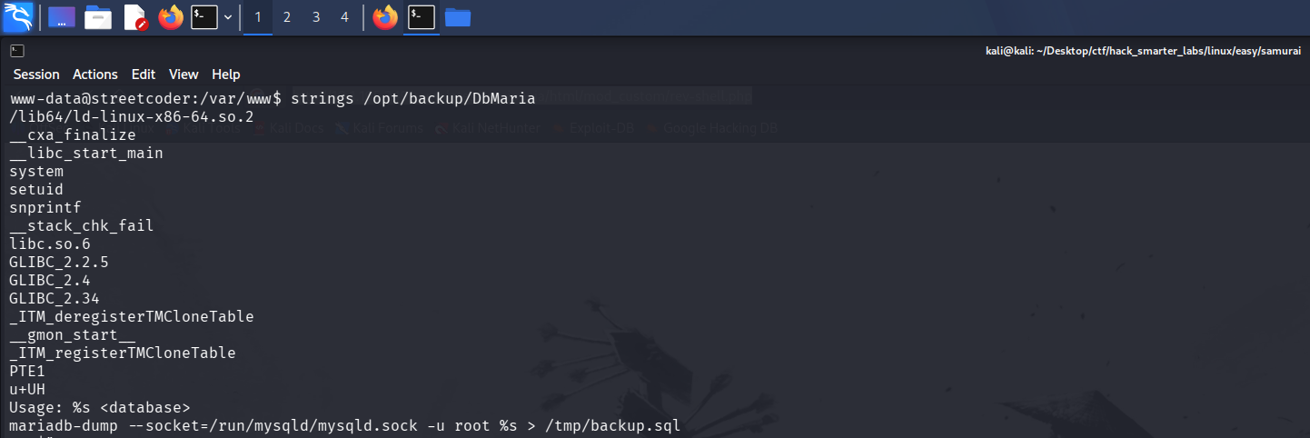 strings output from DbMaria