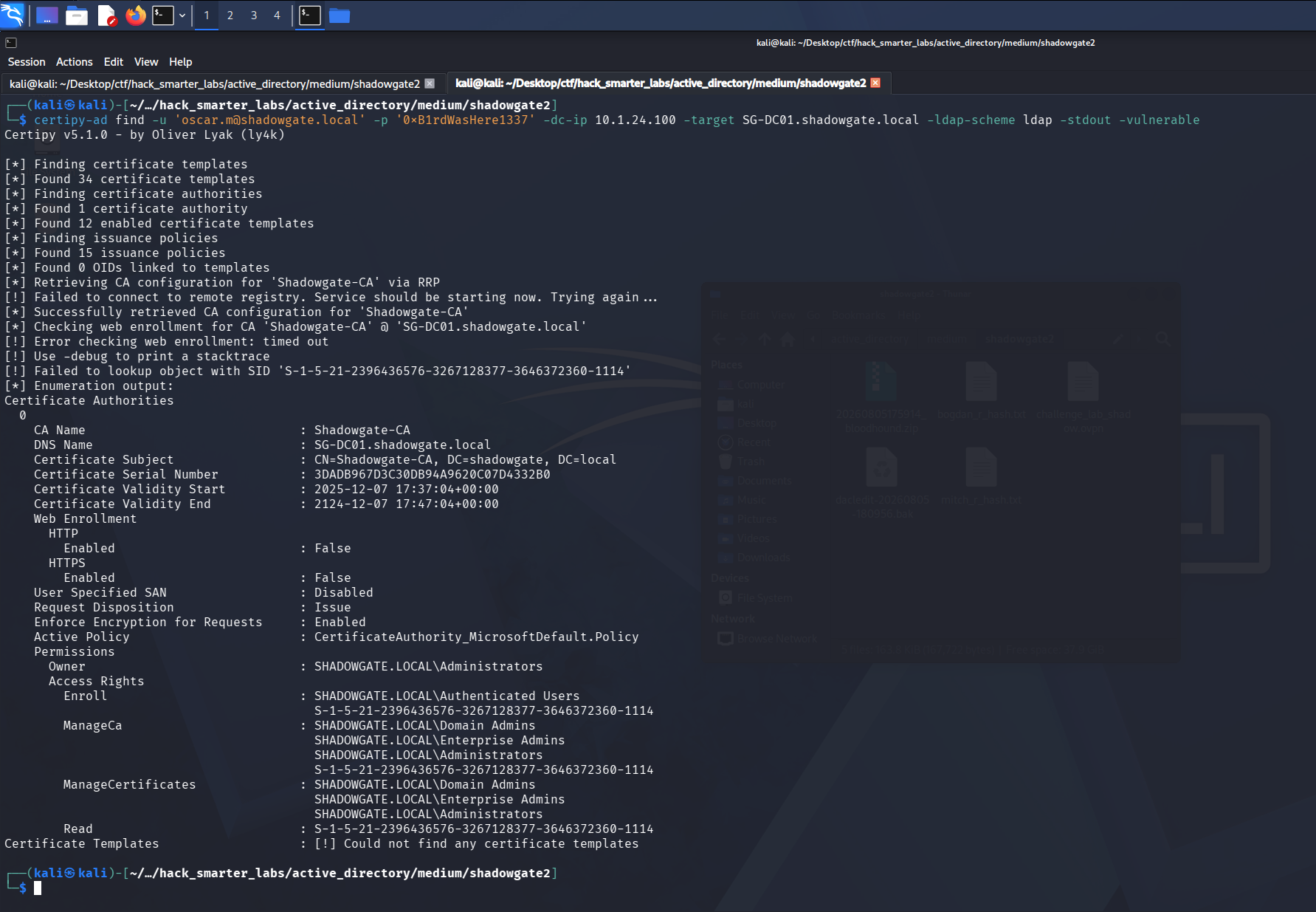 Certipy enumeration as oscar.m