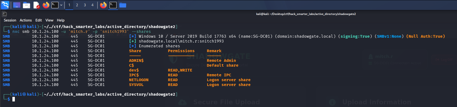 NetExec validating mitch.r