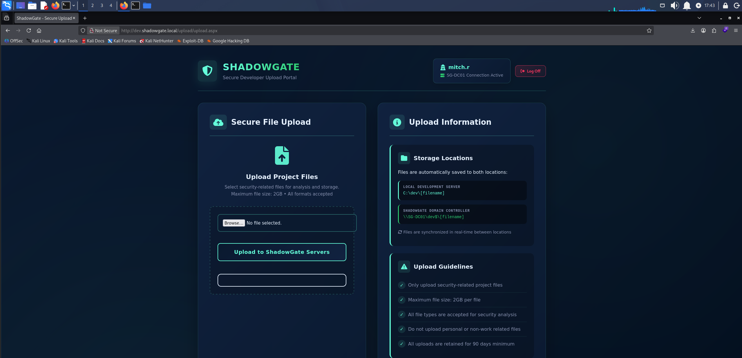 Authenticated portal dashboard