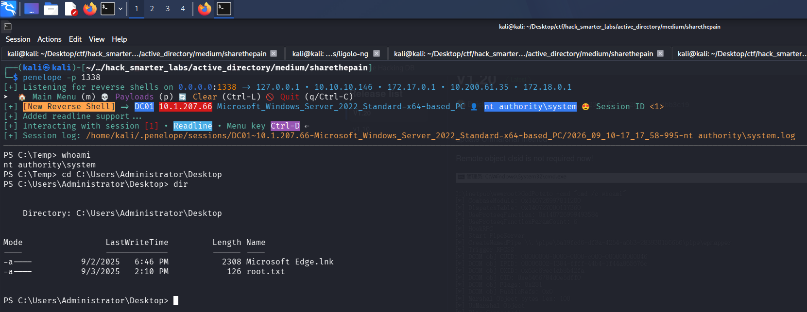 root.txt on the Administrator desktop