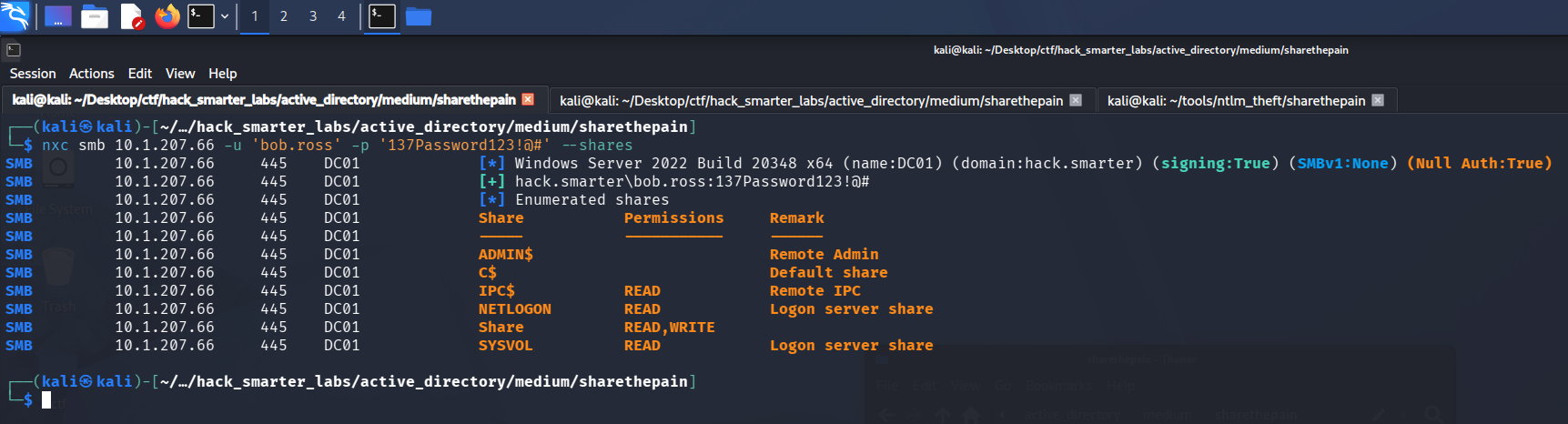 Validating bob.ross credentials with NetExec