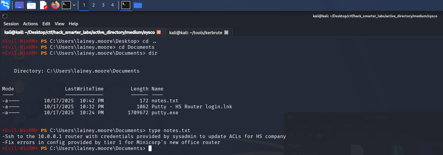 notes.txt and the PuTTY shortcut
