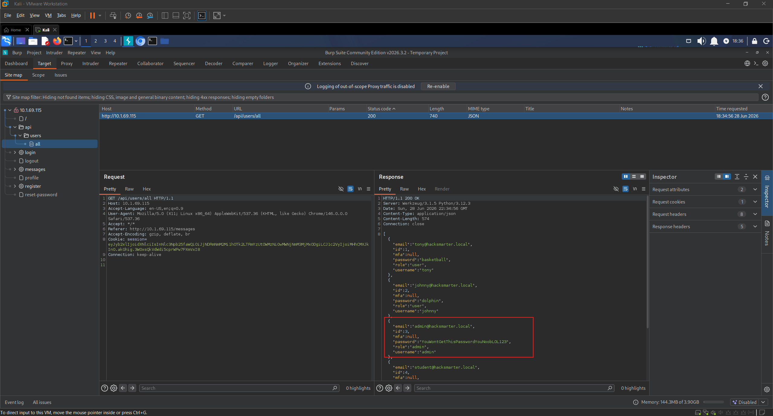 Burp API response