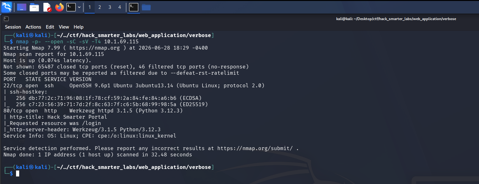 Nmap scan output